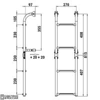Трап складной с вертикальным креплением, 4 белых ступени (ширина 270 мм.) 040174WT от прозводителя Техномарин