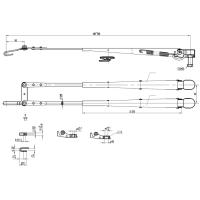 Поводок стеклоочистителя пантографный W.E 400-500мм, посадка на вал M8-10 (тип-H) D-009(B) 400-500 от прозводителя W.E