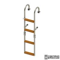 Трап складной с горизонтальным креплением, 4 ступени ироко (ширина 215мм.) 040122T от прозводителя Техномарин