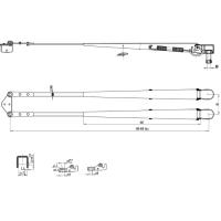 Поводок стеклоочистителя пантографный W.E 550-650мм, посадка на вал M8-10 (тип-XS) D-003(B) 550-650 от прозводителя W.E