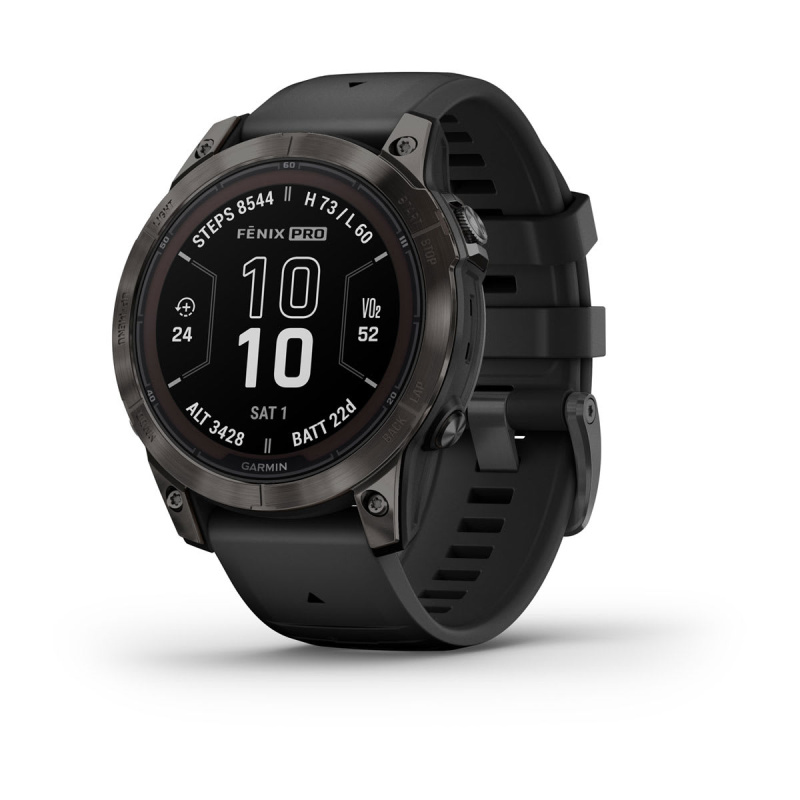 Garmin Fenix 7 Pro - 47 мм SOLAR | SAPPHIRE | Carbon Grey DLC Titanium with Black Band