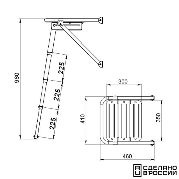 Платформа кормовая с трапом 4 ступени белые 040204WT от прозводителя Техномарин