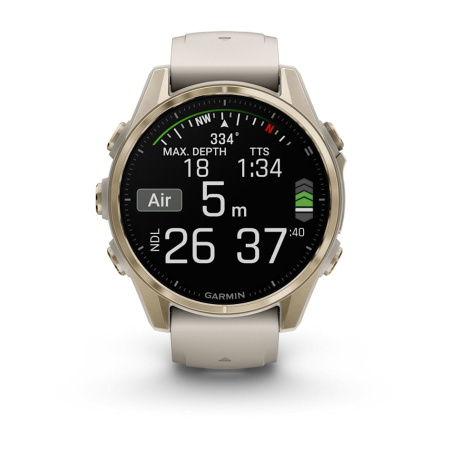 Garmin Fenix 8 - 43 мм AMOLED | Sapphire | Soft Gold with Fog grey/dark sandstone silicone band