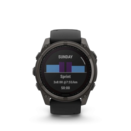 Garmin Fenix 8 - 51 мм SOLAR | SAPPHIRE | Carbon grey DLC titanium with Black/pebble grey silicone band