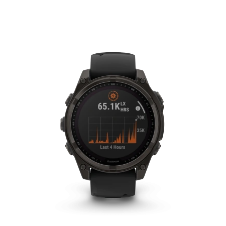 Garmin Fenix 8 - 47 мм SOLAR | SAPPHIRE | Carbon grey DLC titanium with Black/pebble grey silicone band