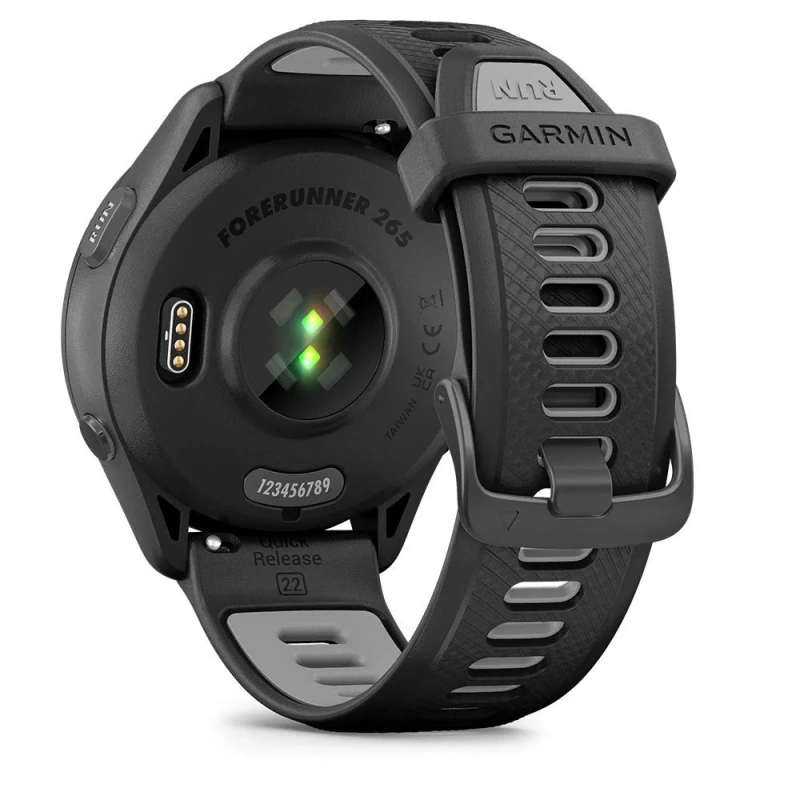 Garmin Forerunner 265 - 46 мм | Black Bezel and Case with Black/Powder Gray Silicone Band