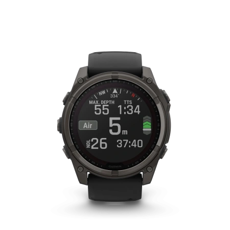 Garmin Fenix 8 - 51 мм SOLAR | SAPPHIRE | Carbon grey DLC titanium with Black/pebble grey silicone band