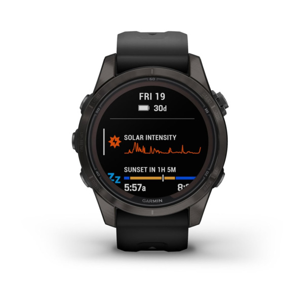 Garmin Fenix 7s Pro Sapphire Solar титановый угольно-серый DLC с силиконовым ремешком 010-02776-11 от прозводителя Garmin