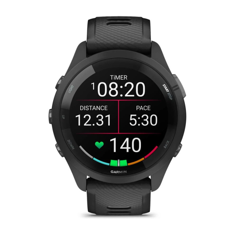 Garmin Forerunner 265 - 46 мм | Black Bezel and Case with Black/Powder Gray Silicone Band