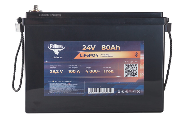 Аккумуляторная батарея литиевая Rutrike LiFePO4 (24V/80Ah/100A BT) 26500 от прозводителя Rutrike
