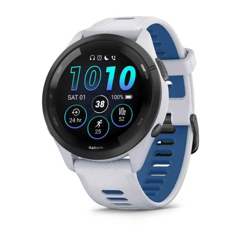 Garmin Forerunner 265 - 46 мм | Black Bezel with Whitestone Case and Whitestone/Tidal Blue Silicone Band