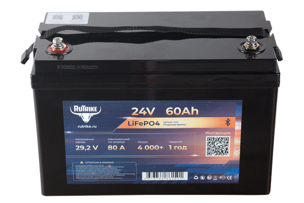 Аккумуляторная батарея литиевая Rutrike LiFePO4 (24V/60Ah/80A BT) 26044 от прозводителя Rutrike