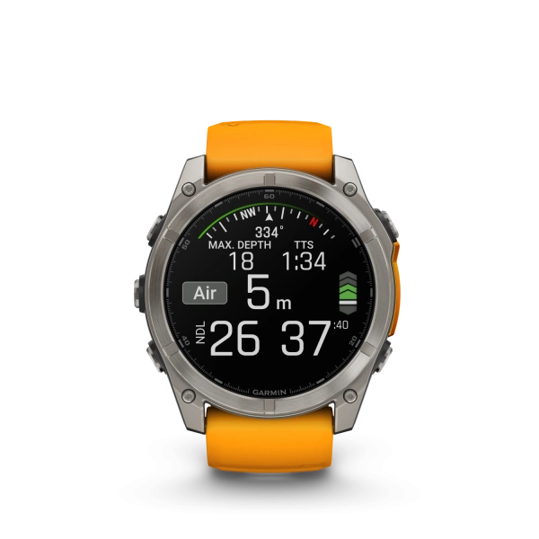 Garmin Fenix 8 - 51 мм AMOLED | SAPPHIRE | Titanium with Spark orange/graphite silicone band