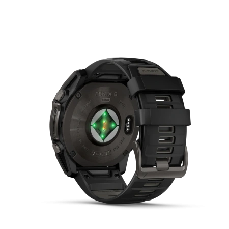 Garmin Fenix 8 - 51 мм SOLAR | SAPPHIRE | Carbon grey DLC titanium with Black/pebble grey silicone band