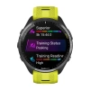 Garmin Forerunner 965 - | Carbon Grey DLC Titanium Bezel with Black Case and Amp Yellow/Black Silicone Band