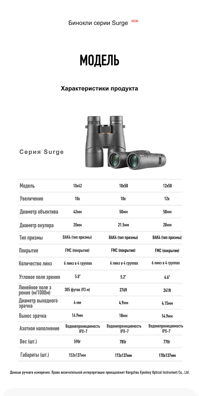 Бинокль Eyeskey Surge - 12x50