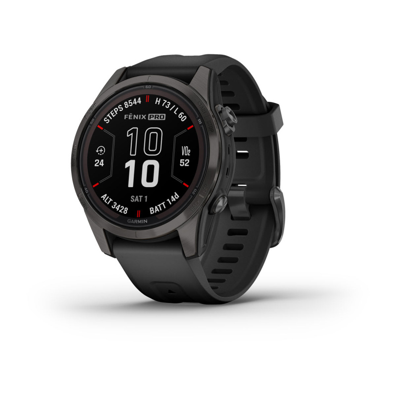 Garmin Fenix 7s Pro - 42 мм SOLAR | SAPPHIRE | Carbon Grey DLC Titanium with Black Band