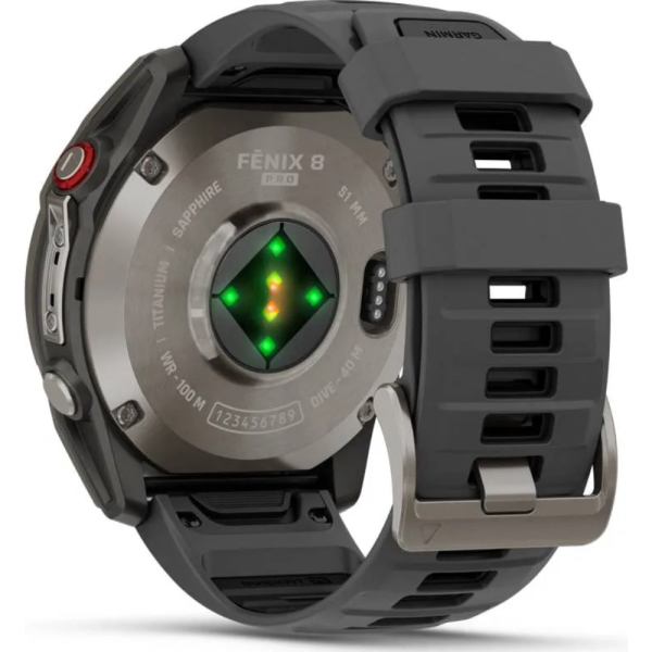 GARMIN  FENIX 8 PRO – 51 mm, AMOLED Titanium with Graphite/Black Silicone Band 010-03199-11 от прозводителя Garmin