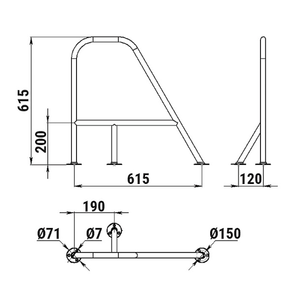 Леер носовой большой левый, нержавеющая сталь 030107T от прозводителя Техномарин