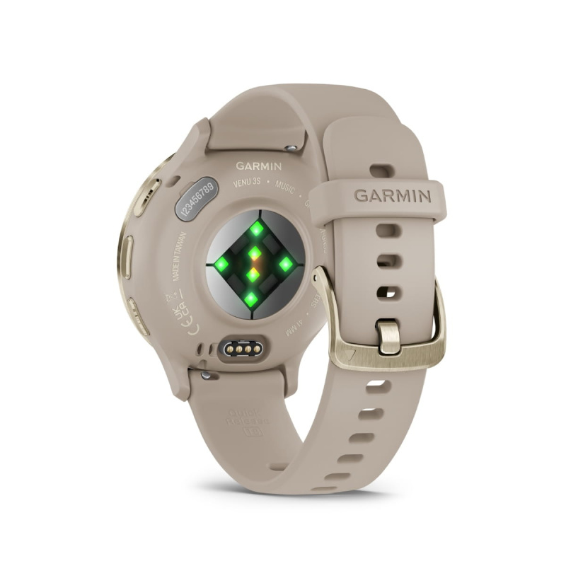 Garmin Venu 3s - 41 мм | Soft gold stainless steel bezel with French grey case and silicone band